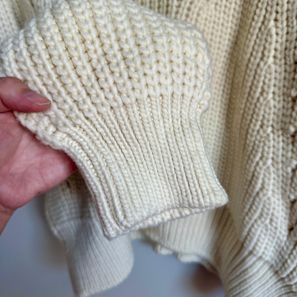 Apiece Apart Sweater Womens Large Ecru Tinitha Lace Merino Wool Chunky Knit NWT - Picture 5 of 10